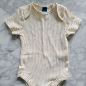 Cream Ribbed Baby One Piece Bodysuit